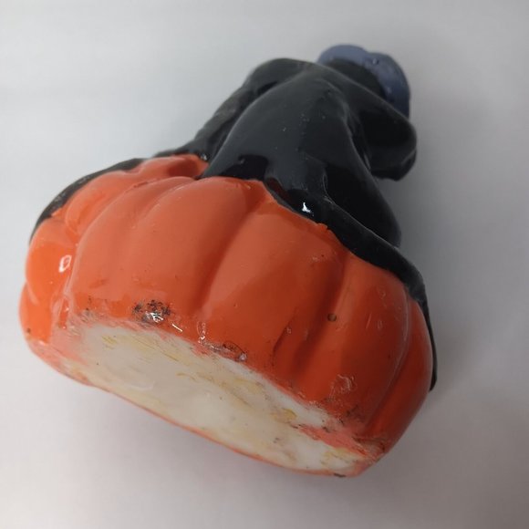 Vintage 1980s Halloween Wax Candles 2 Kitschy Pumpkins Black Cat Bat Decor - Picture 10 of 16